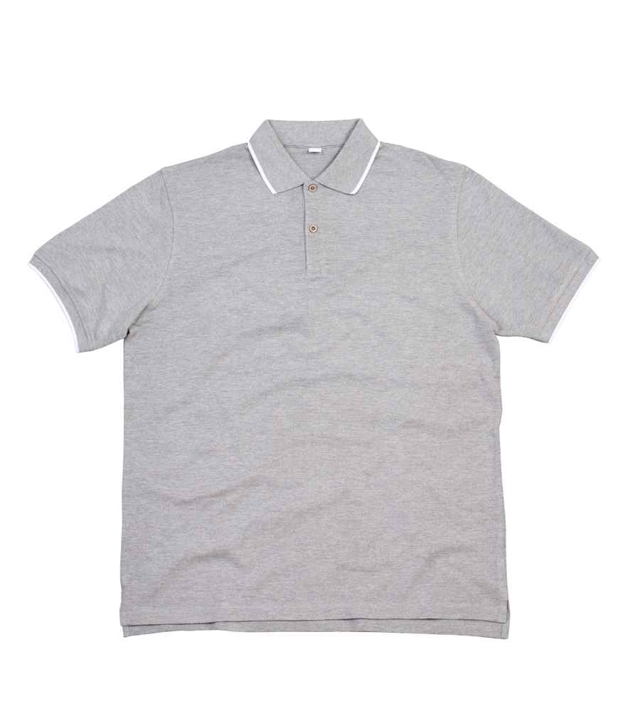 Mantis The Tipped Polo Shirt in Heather Marl White by Mantis — Custom branded clothing by Print Press, featuring premium embroidery produced in our specialist print lab in the UK.