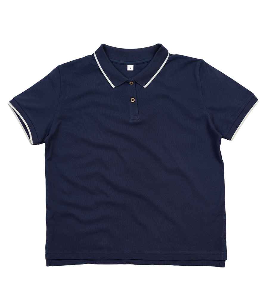 Mantis Ladies The Tipped Polo Shirt in Navy White by Mantis — Custom branded clothing by Print Press, featuring premium embroidery produced in our specialist print lab in the UK.