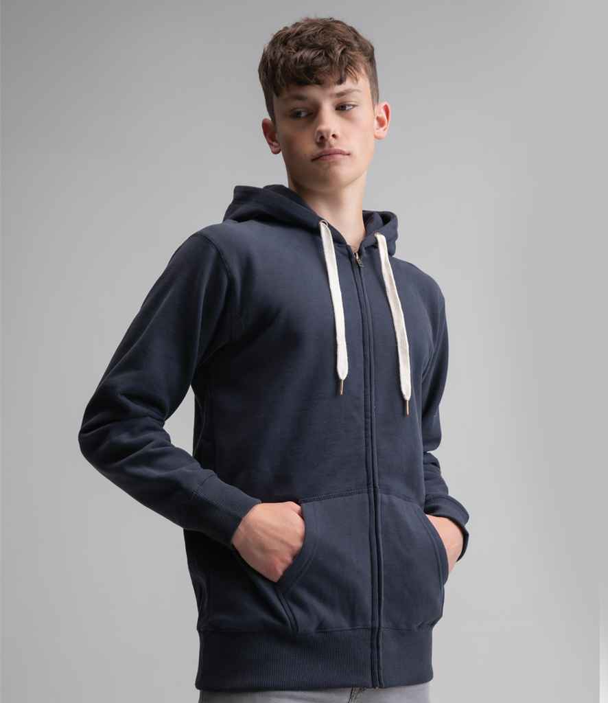 Superstar by Mantis Full Zip Hoodie in Dark Navy by Superstar by Mantis — Custom branded clothing by Print Press, featuring premium embroidery produced in our specialist print lab in the UK.