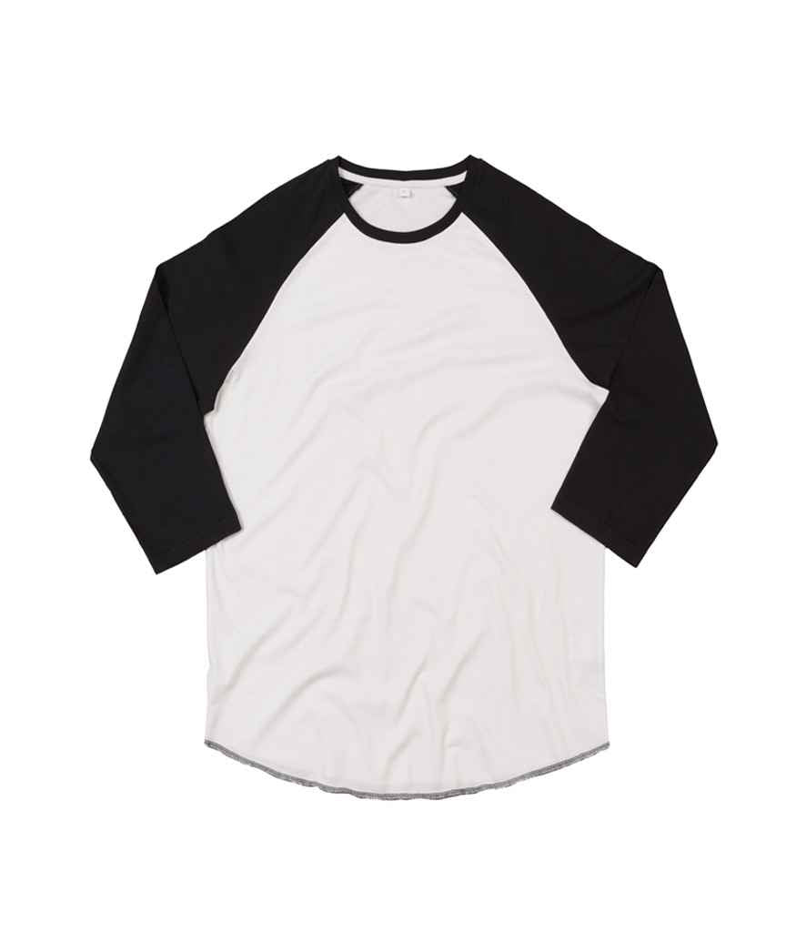 Superstar by Mantis Unisex 3/4 Sleeve Baseball T-Shirt in White Black by Superstar by Mantis — Custom branded clothing by Print Press, featuring premium embroidery produced in our specialist print lab in the UK.