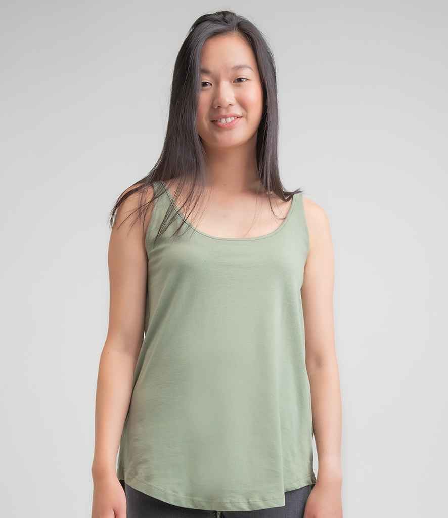 Mantis Ladies Loose Fit Vest in Soft Olive by Mantis — Custom branded clothing by Print Press, featuring premium embroidery produced in our specialist print lab in the UK.