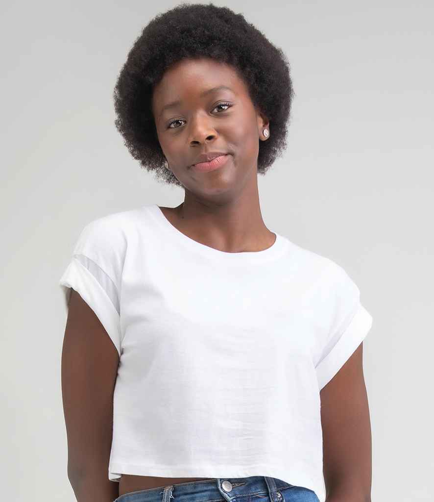Mantis Ladies Organic Cropped T-Shirt in White by Mantis — Custom branded clothing by Print Press, featuring premium embroidery produced in our specialist print lab in the UK.