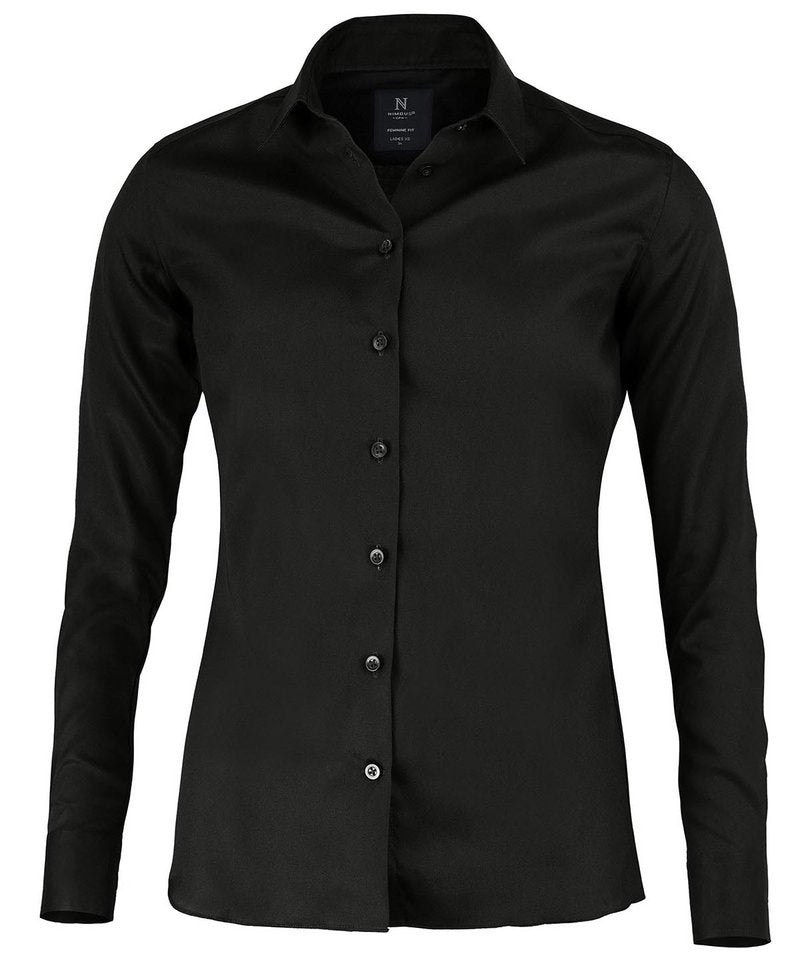 Women's Portland Shirt in Black by Nimbus — Custom branded clothing by Print Press, featuring premium embroidery produced in our specialist print lab in the UK.