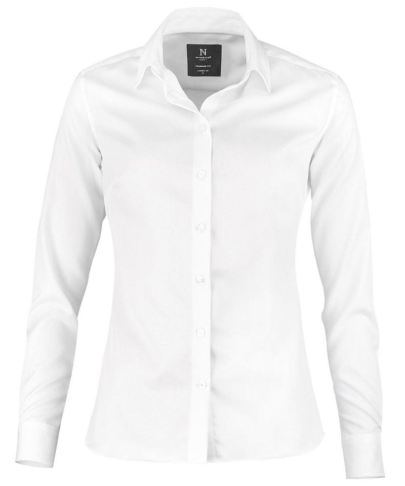 Women's Portland Shirt in White by Nimbus — Custom branded clothing by Print Press, featuring premium embroidery produced in our specialist print lab in the UK.