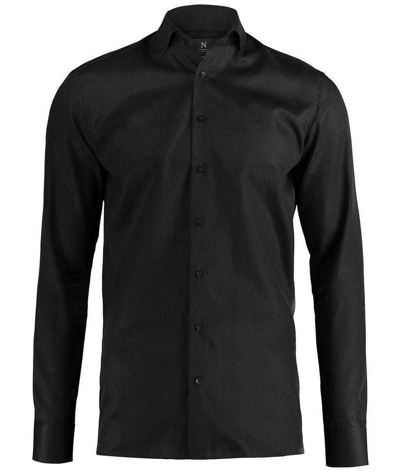 Portland Shirt in Black by Nimbus — Custom branded clothing by Print Press, featuring premium embroidery produced in our specialist print lab in the UK.