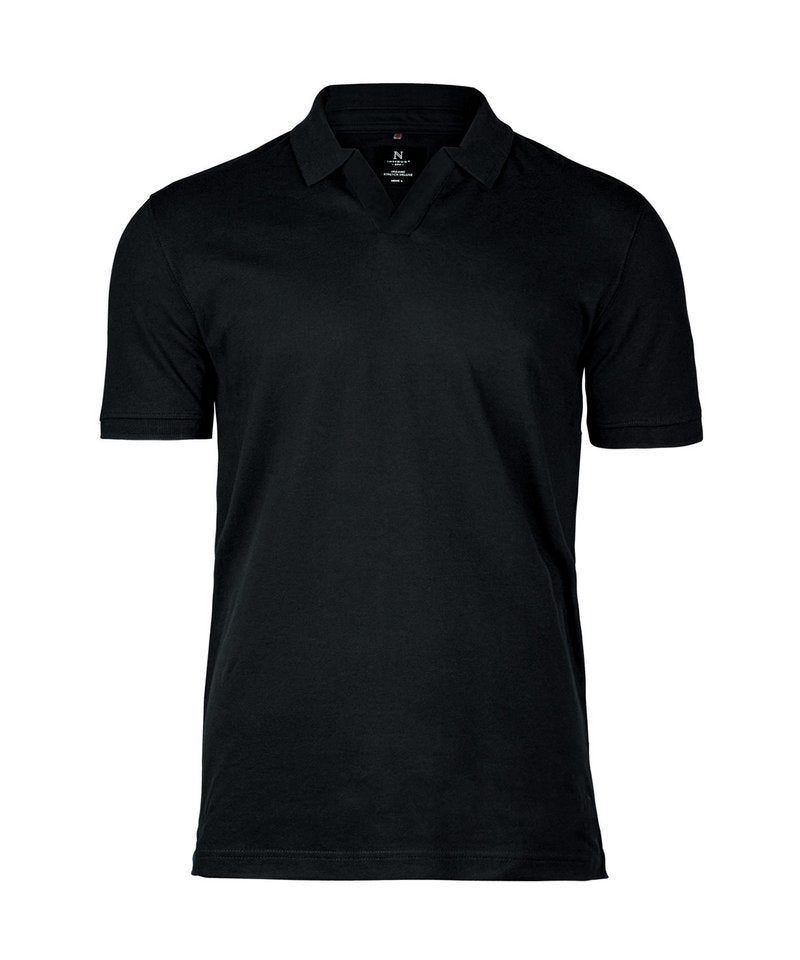 Harvard V-Neck Polo Shirt in Black by Nimbus — Custom branded clothing by Print Press, featuring premium embroidery produced in our specialist print lab in the UK.