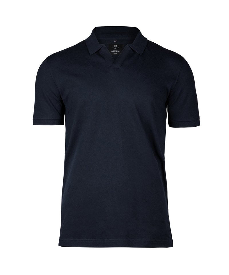 Harvard V-Neck Polo Shirt in Dark Navy by Nimbus — Custom branded clothing by Print Press, featuring premium embroidery produced in our specialist print lab in the UK.