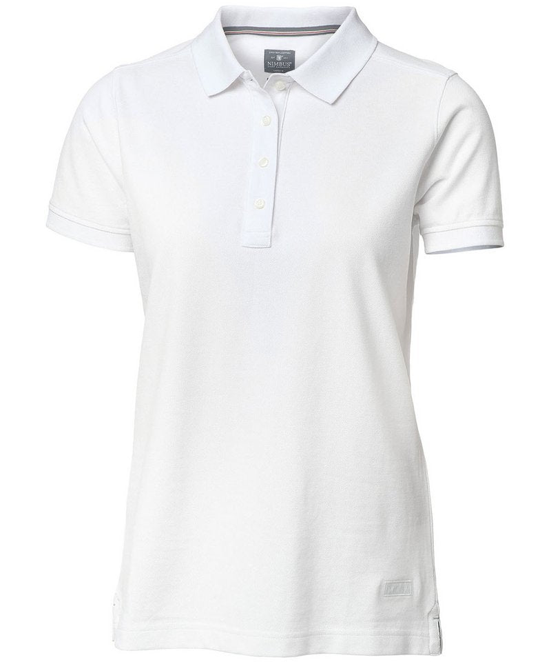 Women's Yale Polo in White by Nimbus — Custom branded clothing by Print Press, featuring premium embroidery produced in our specialist print lab in the UK.
