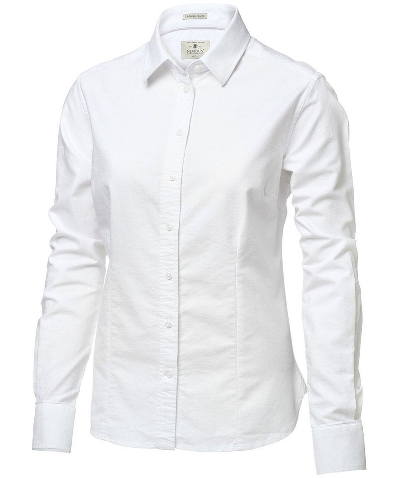 Women's Rochester Oxford Shirt in White by Nimbus — Custom branded clothing by Print Press, featuring premium embroidery produced in our specialist print lab in the UK.