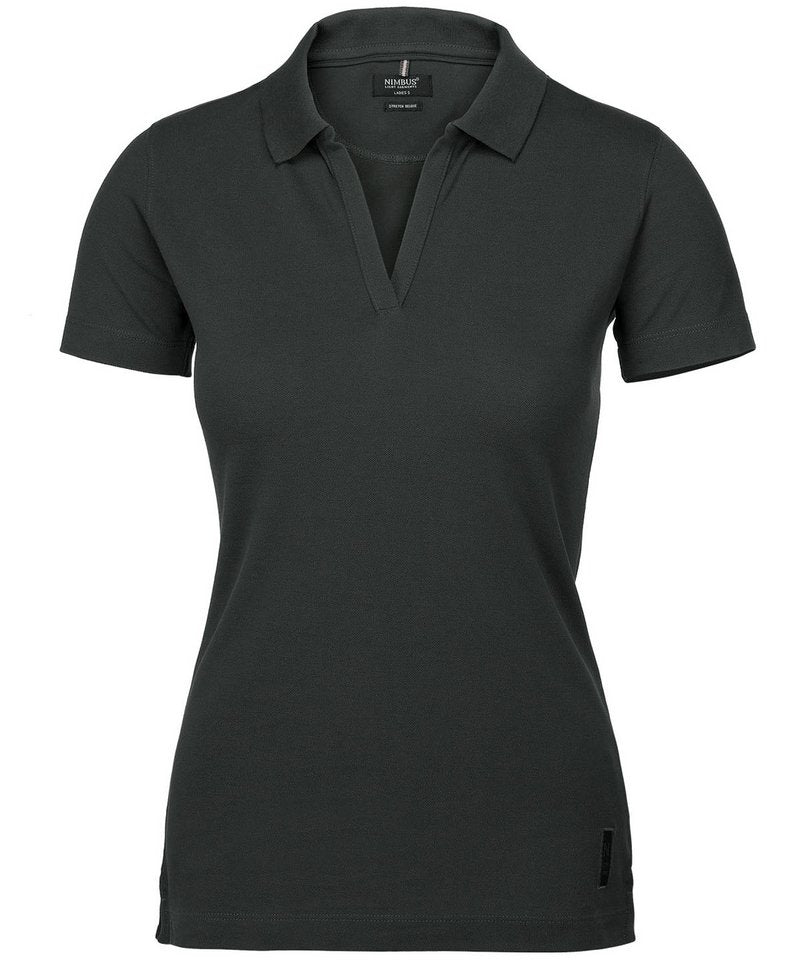 Women's Harvard Stretch Deluxe Polo Shirt in Charcoal by Nimbus — Custom branded clothing by Print Press, featuring premium embroidery produced in our specialist print lab in the UK.