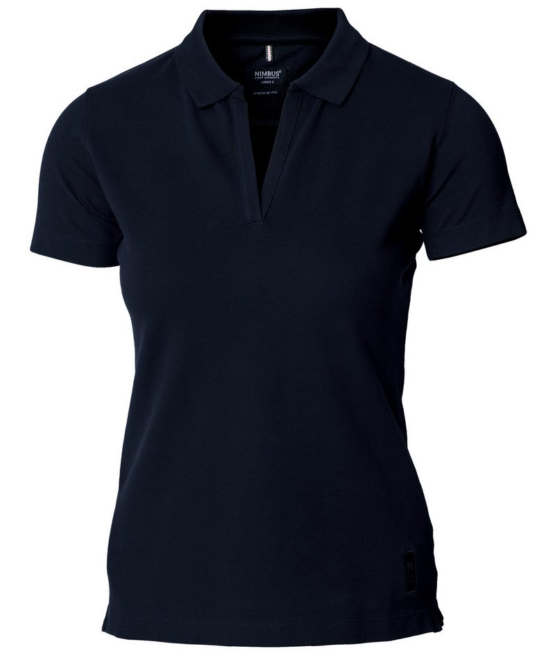Women's Harvard Stretch Deluxe Polo Shirt in Dark Navy by Nimbus — Custom branded clothing by Print Press, featuring premium embroidery produced in our specialist print lab in the UK.