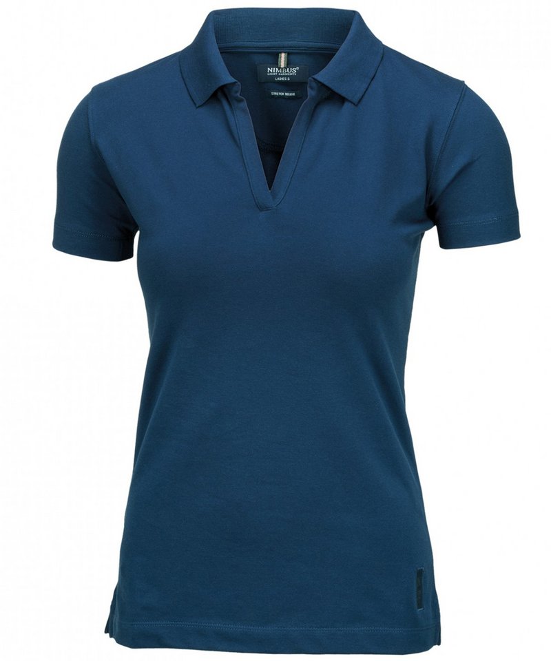 Women's Harvard Stretch Deluxe Polo Shirt in Indigo Blue by Nimbus — Custom branded clothing by Print Press, featuring premium embroidery produced in our specialist print lab in the UK.