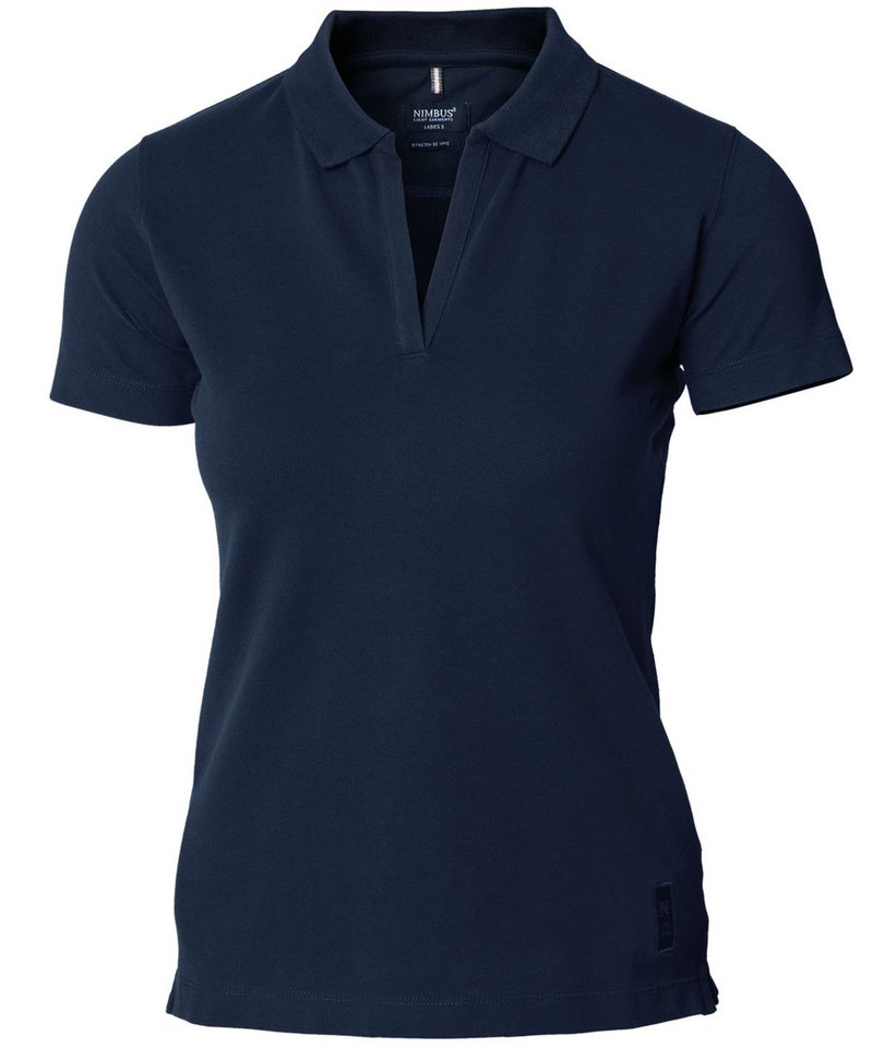 Women's Harvard Stretch Deluxe Polo Shirt in Navy by Nimbus — Custom branded clothing by Print Press, featuring premium embroidery produced in our specialist print lab in the UK.