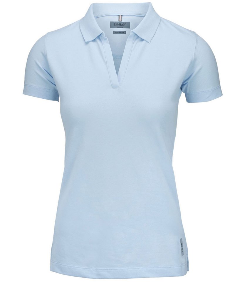 Women's Harvard Stretch Deluxe Polo Shirt in Sky Blue by Nimbus — Custom branded clothing by Print Press, featuring premium embroidery produced in our specialist print lab in the UK.