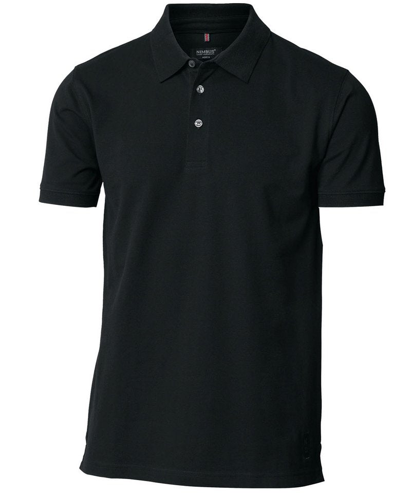 Harvard Stretch Deluxe Polo Shirt in Black by Nimbus — Custom branded clothing by Print Press, featuring premium embroidery produced in our specialist print lab in the UK.
