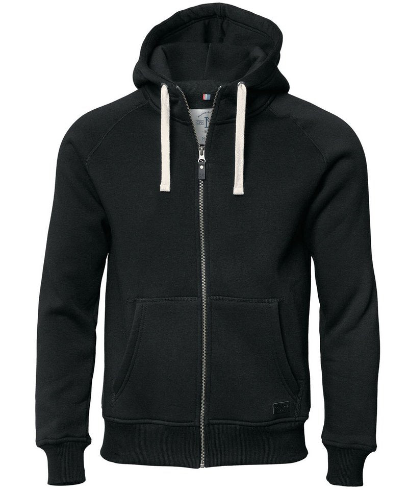 Williamsburg Fashionable Hooded Sweatshirt in Black by Nimbus — Custom branded clothing by Print Press, featuring premium embroidery produced in our specialist print lab in the UK.