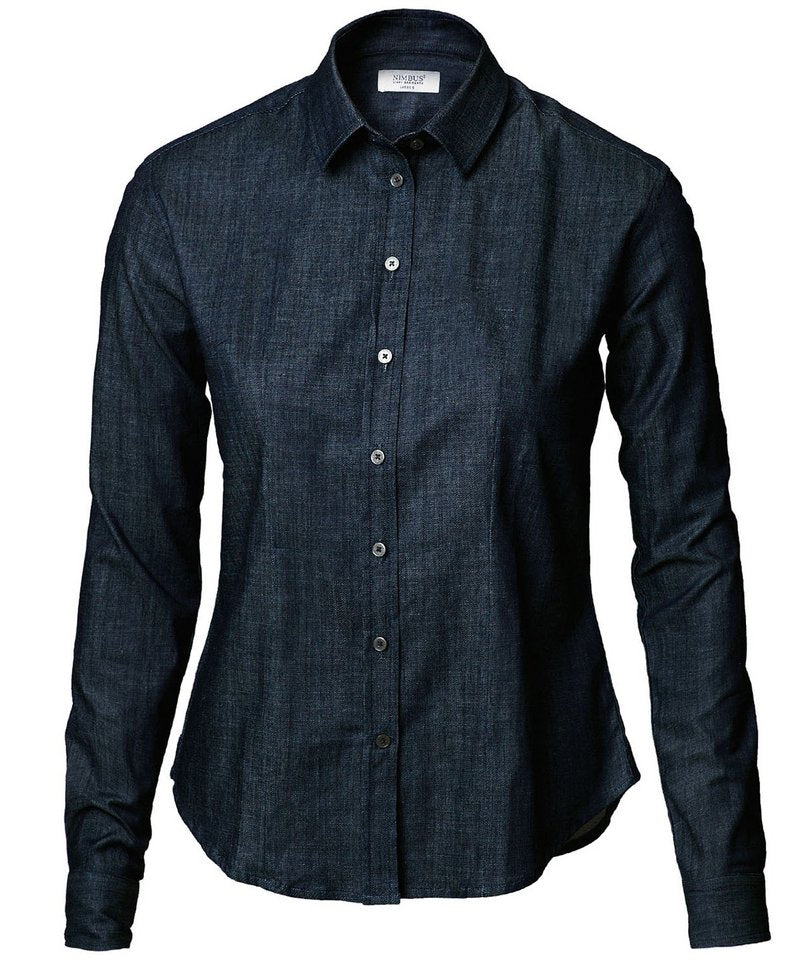 Women's Torrance Denim Shirt in Indigo Blue by Nimbus — Custom branded clothing by Print Press, featuring premium embroidery produced in our specialist print lab in the UK.