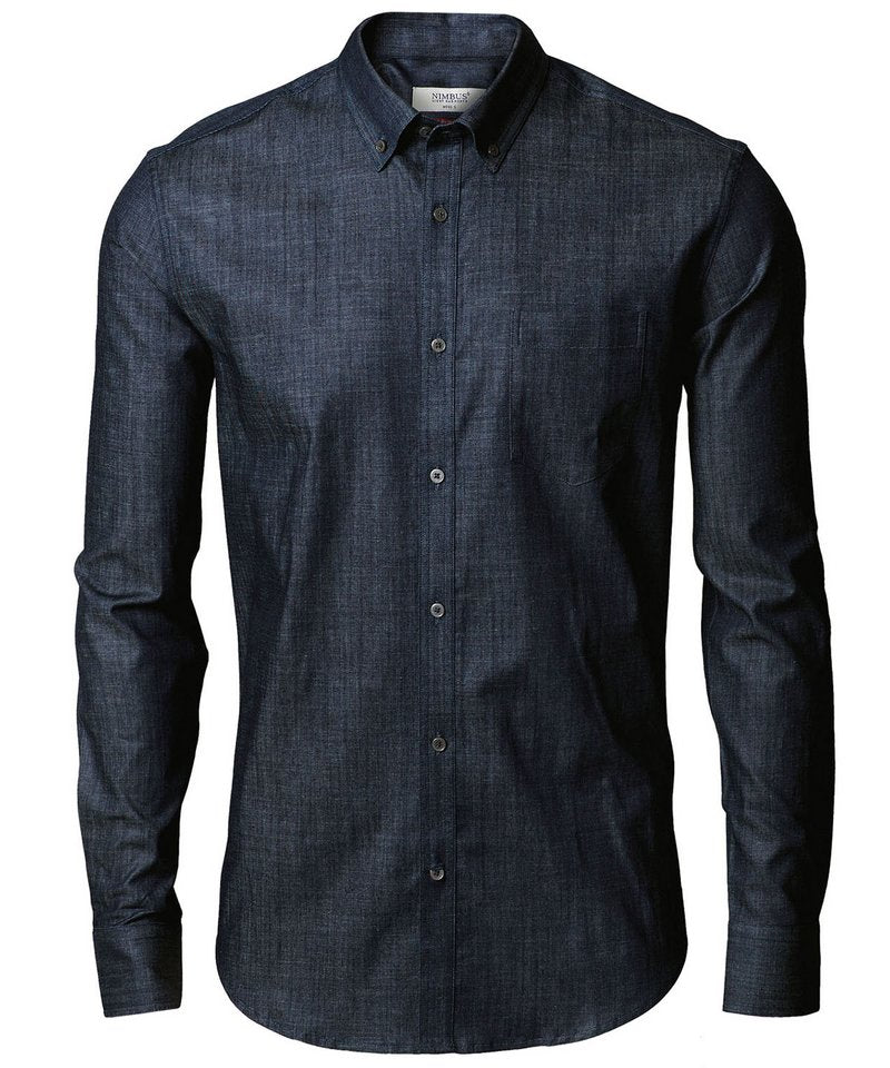 Torrance Denim Shirt in Indigo Blue by Nimbus — Custom branded clothing by Print Press, featuring premium embroidery produced in our specialist print lab in the UK.
