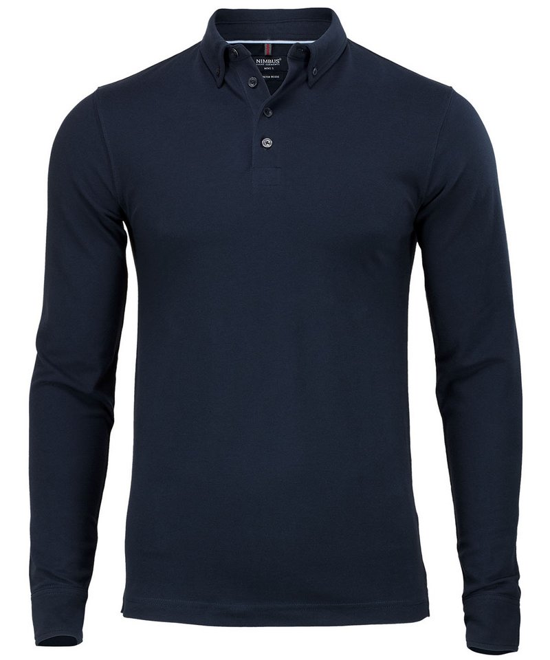 Carlington Deluxe Long Sleeve Polo in Navy by Nimbus — Custom branded clothing by Print Press, featuring premium embroidery produced in our specialist print lab in the UK.