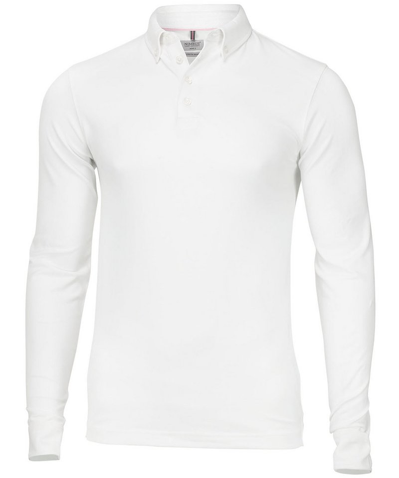Carlington Deluxe Long Sleeve Polo in White by Nimbus — Custom branded clothing by Print Press, featuring premium embroidery produced in our specialist print lab in the UK.