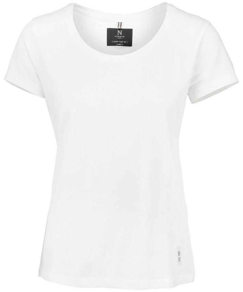 Women's Danbury Pique Tee in White by Nimbus — Custom branded clothing by Print Press, featuring premium embroidery produced in our specialist print lab in the UK.
