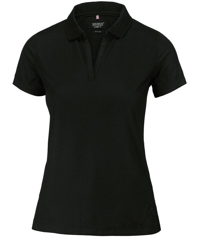 Women's Clearwater Polo in Black by Nimbus — Custom branded clothing by Print Press, featuring premium embroidery produced in our specialist print lab in the UK.