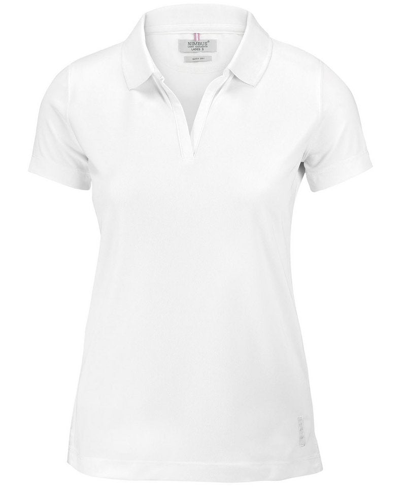 Women's Clearwater Polo in White by Nimbus — Custom branded clothing by Print Press, featuring premium embroidery produced in our specialist print lab in the UK.