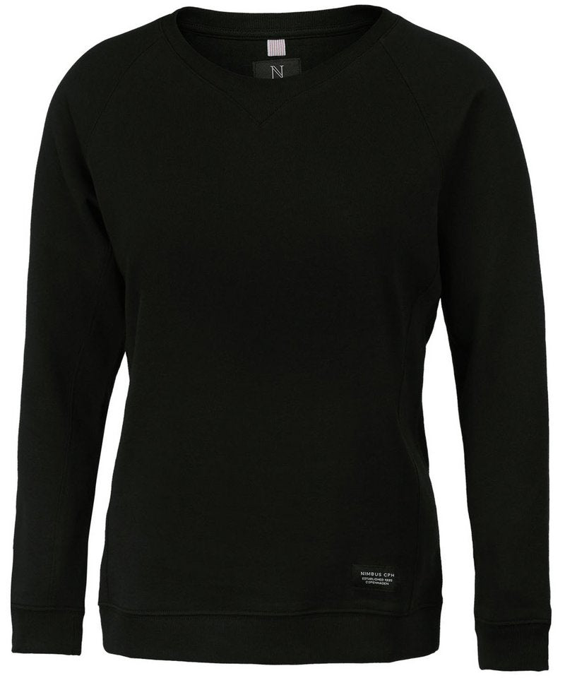 Women's Newport Sweatshirt in Black by Nimbus — Custom branded clothing by Print Press, featuring premium embroidery produced in our specialist print lab in the UK.