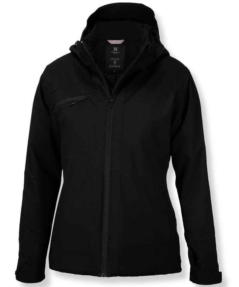 Women's Fairview Jacket in Black by Nimbus — Custom branded clothing by Print Press, featuring premium embroidery produced in our specialist print lab in the UK.