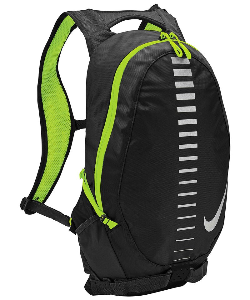 Run Commuter Backpack 15L in One size Black Volt Silver by Nike — Custom branded clothing by Print Press, featuring premium embroidery produced in our specialist print lab in the UK.