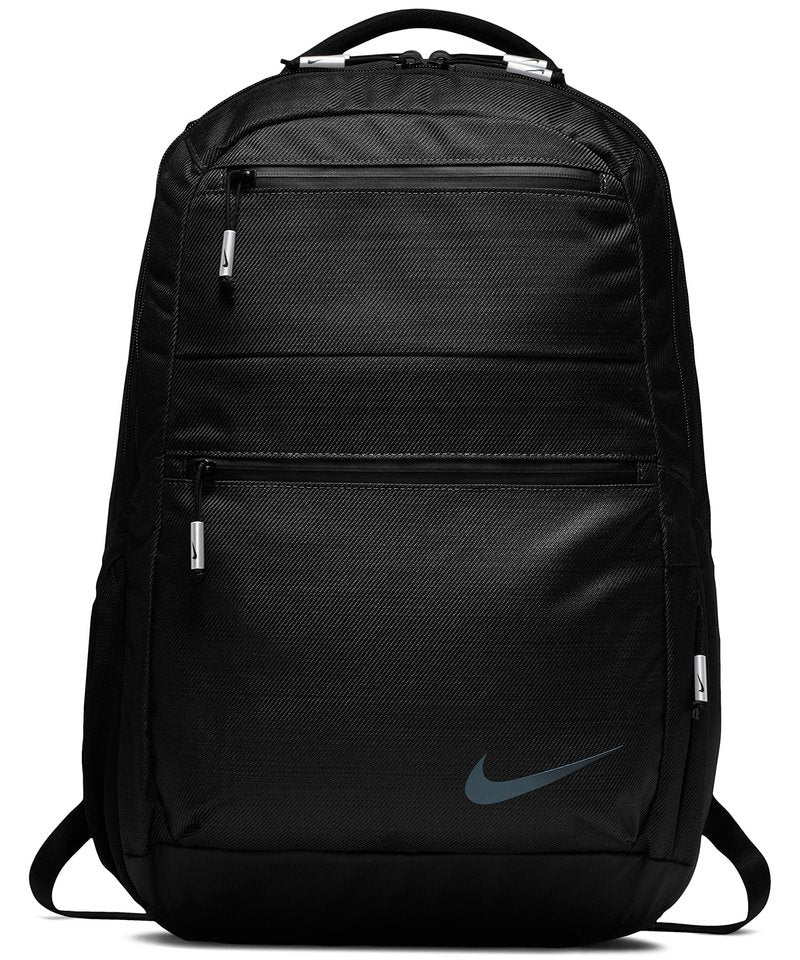 Nike Backpack in One size Black Black Black by Nike — Custom branded clothing by Print Press, featuring premium embroidery produced in our specialist print lab in the UK.