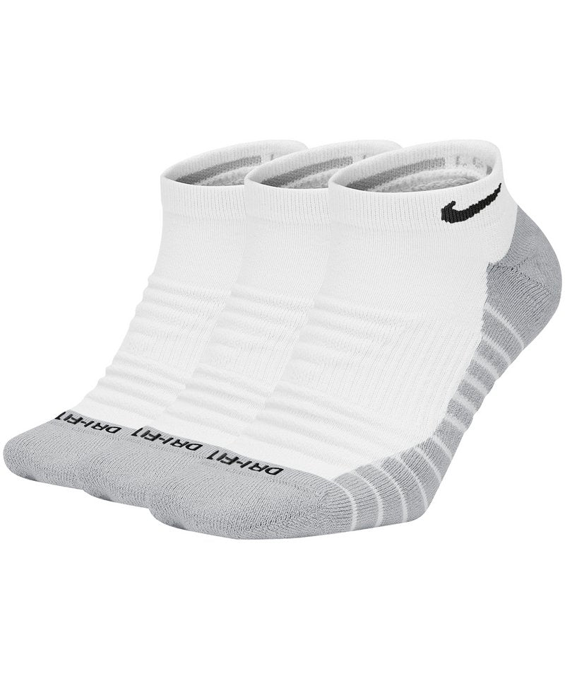Nike Everyday Max Cushioned No Show Sock (3 Pairs) in XL White Wolf Grey Black by Nike — Custom branded clothing by Print Press, featuring premium embroidery produced in our specialist print lab in the UK.