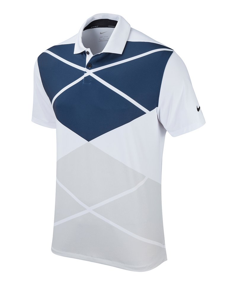 Nike Vapor Argyle Print Polo in White Black by Nike — Custom branded clothing by Print Press, featuring premium embroidery produced in our specialist print lab in the UK.