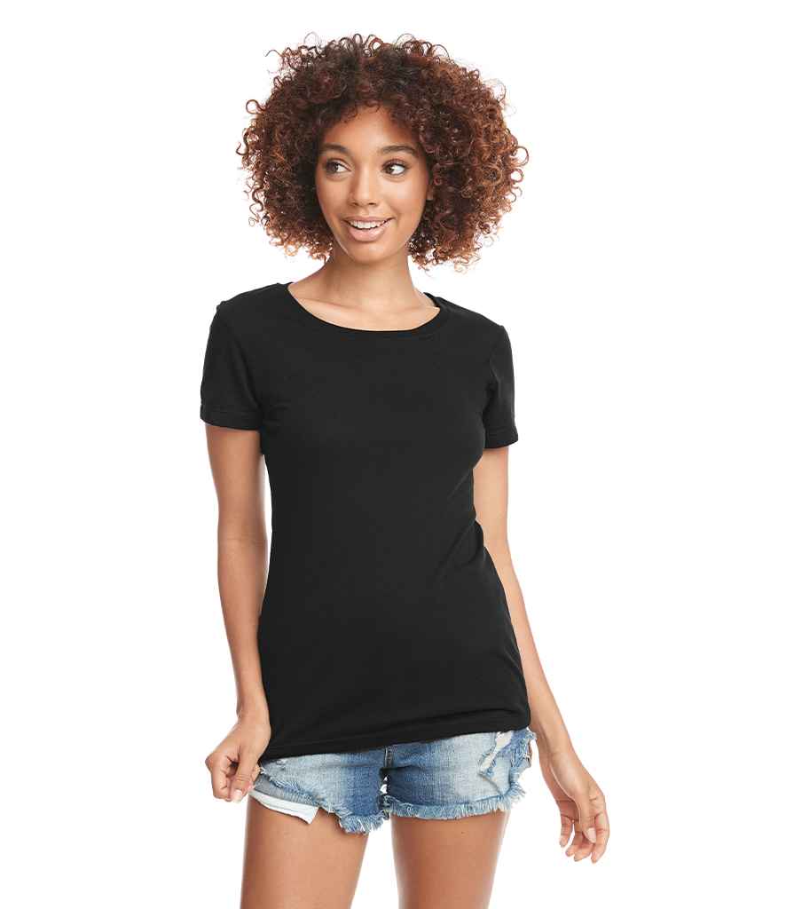 Next Level Apparel Ladies Ideal T-Shirt in Black by Next Level Apparel — Custom branded clothing by Print Press, featuring premium embroidery produced in our specialist print lab in the UK.