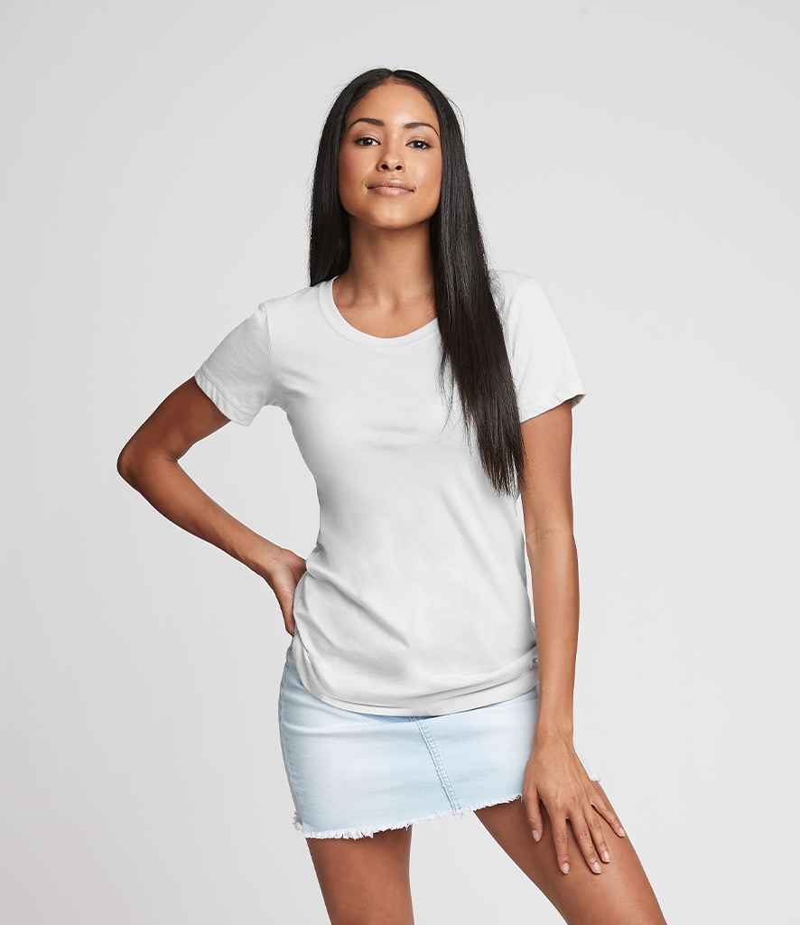 Next Level Apparel Ladies Ideal T-Shirt in White by Next Level Apparel — Custom branded clothing by Print Press, featuring premium embroidery produced in our specialist print lab in the UK.