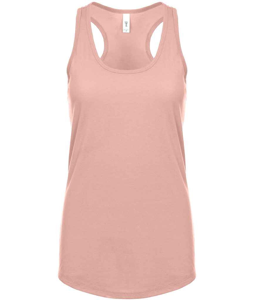 Next Level Apparel Ladies Ideal Racer Back Tank Top in Desert Pink by Next Level Apparel — Custom branded clothing by Print Press, featuring premium embroidery produced in our specialist print lab in the UK.