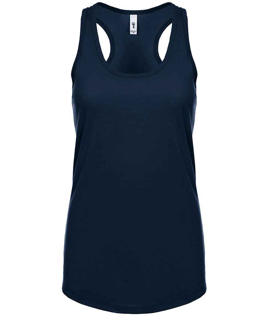 Next Level Apparel Ladies Ideal Racer Back Tank Top in Midnight Navy by Next Level Apparel — Custom branded clothing by Print Press, featuring premium embroidery produced in our specialist print lab in the UK.