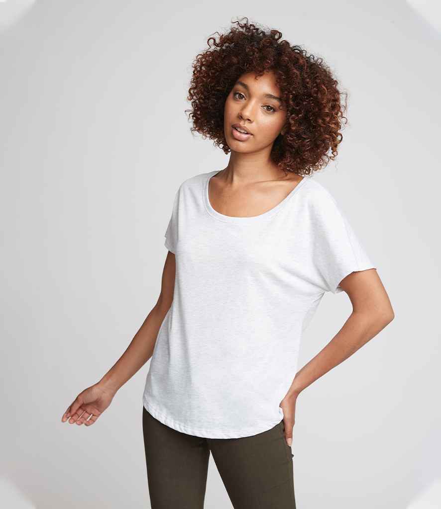 Next Level Apparel Ladies Ideal Dolman T-Shirt in White by Next Level Apparel — Custom branded clothing by Print Press, featuring premium embroidery produced in our specialist print lab in the UK.