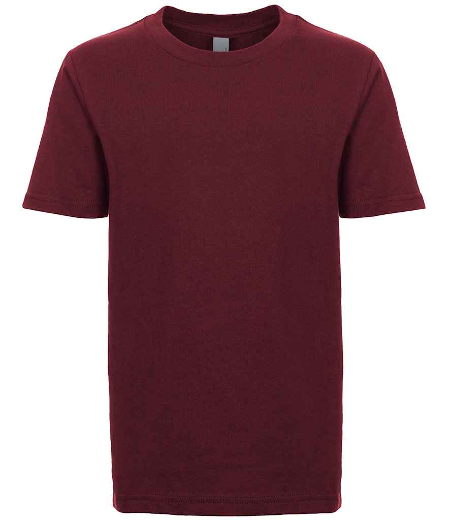 Next Level Apparel Kids Cotton Crew Neck T-Shirt in Maroon by Next Level Apparel — Custom branded clothing by Print Press, featuring premium embroidery produced in our specialist print lab in the UK.