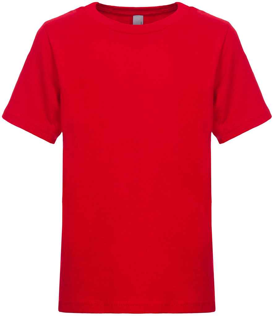 Next Level Apparel Kids Cotton Crew Neck T-Shirt in Red by Next Level Apparel — Custom branded clothing by Print Press, featuring premium embroidery produced in our specialist print lab in the UK.