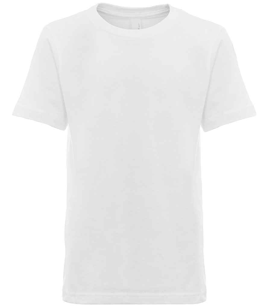 Next Level Apparel Kids Cotton Crew Neck T-Shirt in White by Next Level Apparel — Custom branded clothing by Print Press, featuring premium embroidery produced in our specialist print lab in the UK.