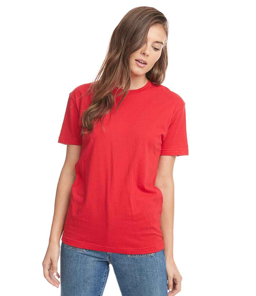 Next Level Apparel Unisex Cotton Crew Neck T-Shirt in Red by Next Level Apparel — Custom branded clothing by Print Press, featuring premium embroidery produced in our specialist print lab in the UK.
