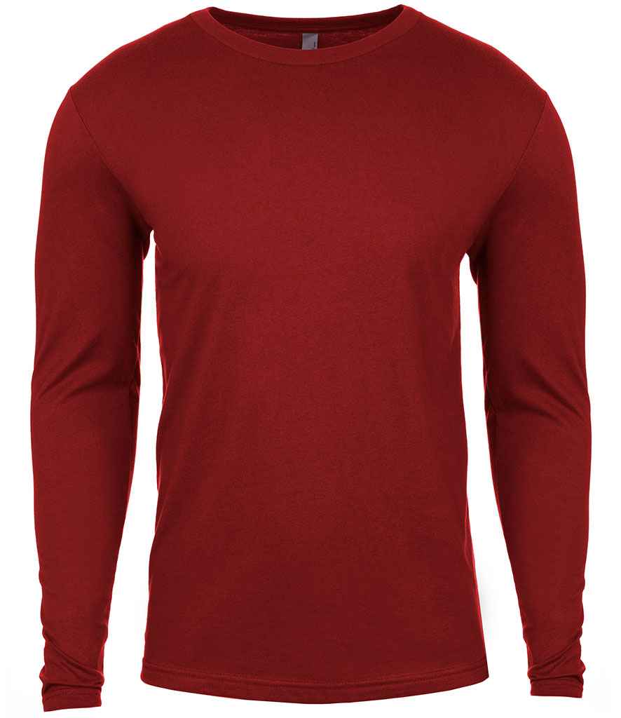 Next Level Apparel Cotton Long Sleeve Crew Neck T-Shirt in Cardinal Red by Next Level Apparel — Custom branded clothing by Print Press, featuring premium embroidery produced in our specialist print lab in the UK.