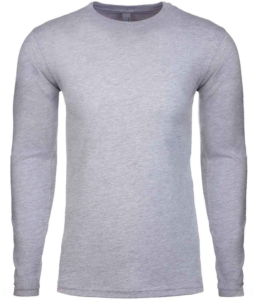 Next Level Apparel Cotton Long Sleeve Crew Neck T-Shirt in Heather Grey by Next Level Apparel — Custom branded clothing by Print Press, featuring premium embroidery produced in our specialist print lab in the UK.