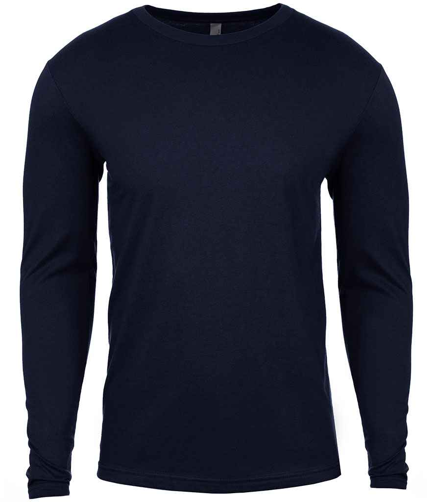 Next Level Apparel Cotton Long Sleeve Crew Neck T-Shirt in Midnight Navy by Next Level Apparel — Custom branded clothing by Print Press, featuring premium embroidery produced in our specialist print lab in the UK.