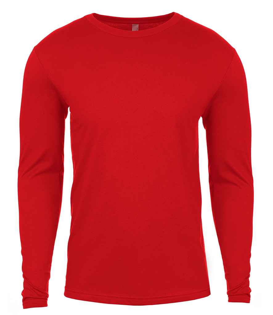Next Level Apparel Cotton Long Sleeve Crew Neck T-Shirt in Red by Next Level Apparel — Custom branded clothing by Print Press, featuring premium embroidery produced in our specialist print lab in the UK.
