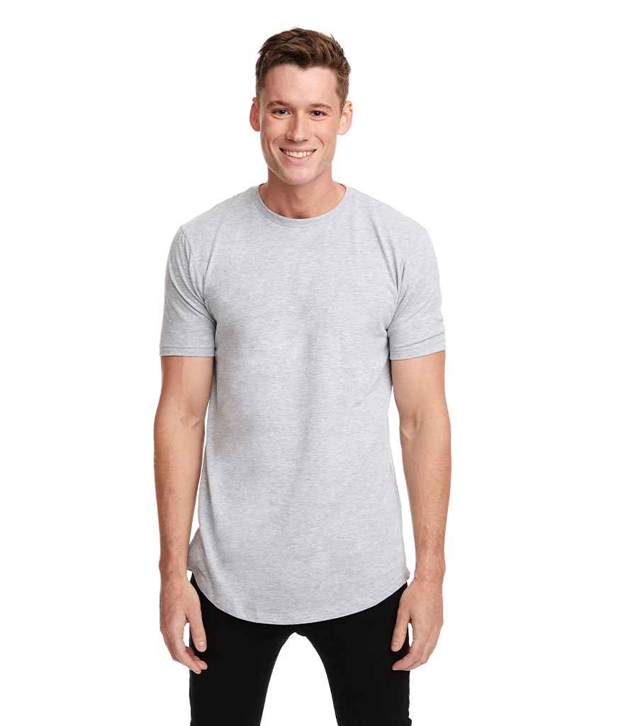 Next Level Apparel Long Body Cotton T-Shirt in Heather Grey by Next Level Apparel — Custom branded clothing by Print Press, featuring premium embroidery produced in our specialist print lab in the UK.