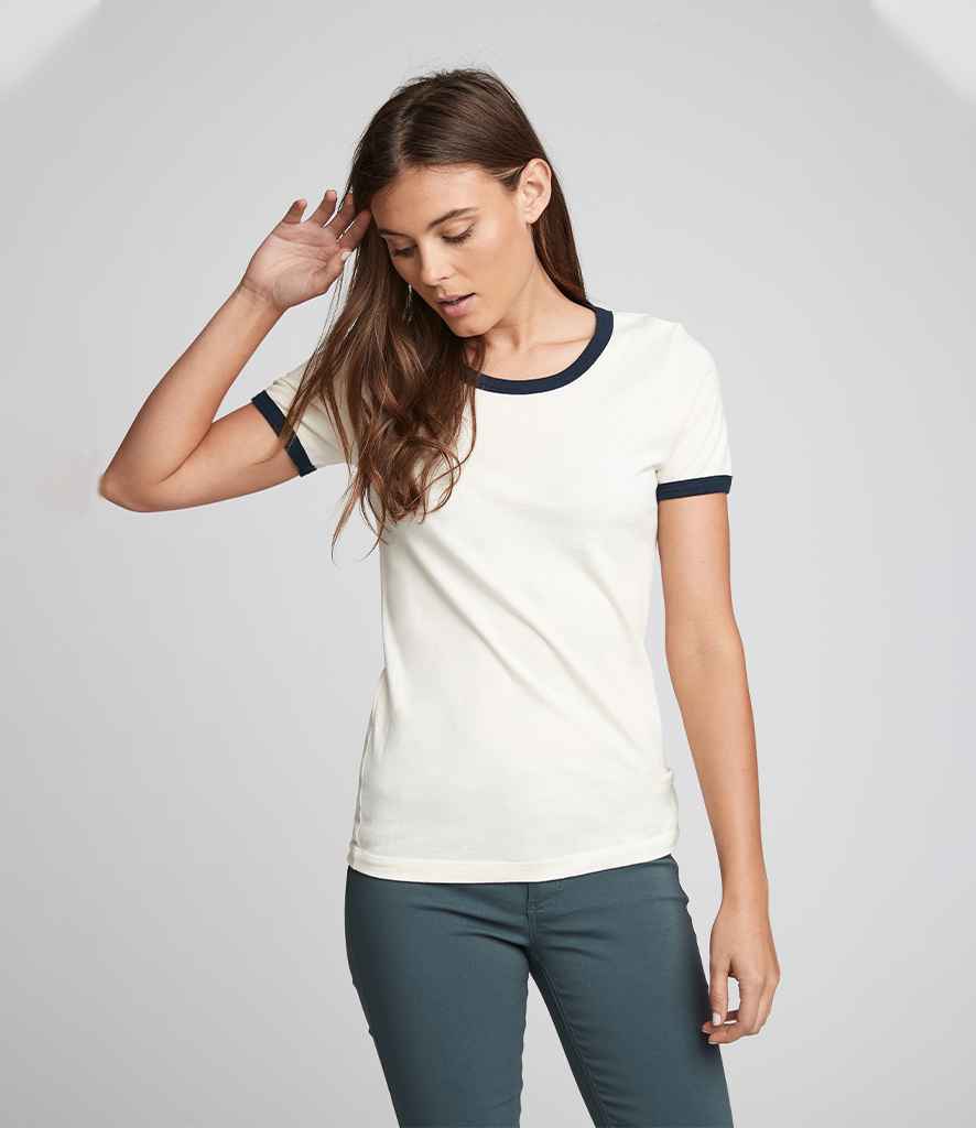 Next Level Apparel Unisex Cotton Ringer T-Shirt in Natural Midnight Navy by Next Level Apparel — Custom branded clothing by Print Press, featuring premium embroidery produced in our specialist print lab in the UK.