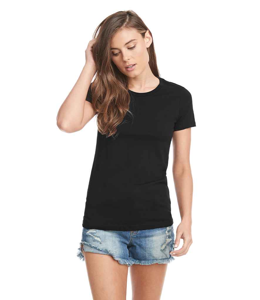 Next Level Apparel Ladies Cotton Boyfriend T-Shirt in Black by Next Level Apparel — Custom branded clothing by Print Press, featuring premium embroidery produced in our specialist print lab in the UK.