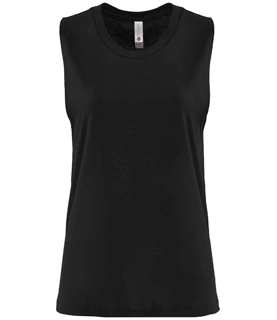 Next Level Apparel Ladies Festival Muscle Tank Top in Black by Next Level Apparel — Custom branded clothing by Print Press, featuring premium embroidery produced in our specialist print lab in the UK.